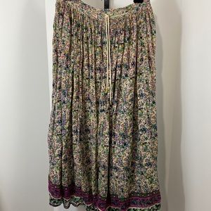 VTG SHORT CIRCUIT Maxi Boho Hippie Skirt Drawstring Bells 100% Cotton Fr…